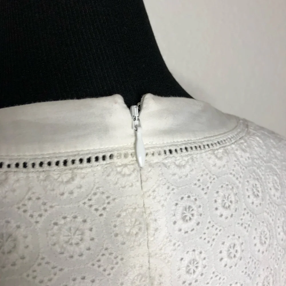 Cabi Lizzie white mixed eyelet overlay tie front dress‎ size 4 #5106